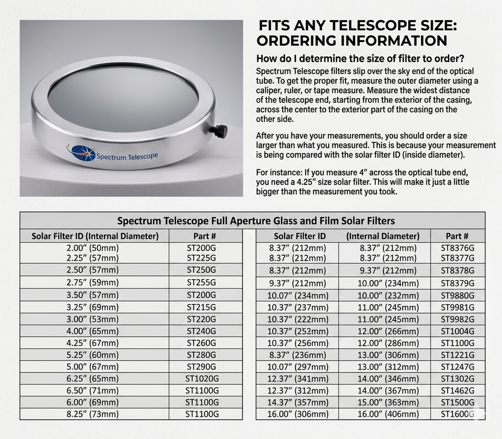 Spectrum Telescope | Premium Solar Filters for Telescopes & Safe Solar