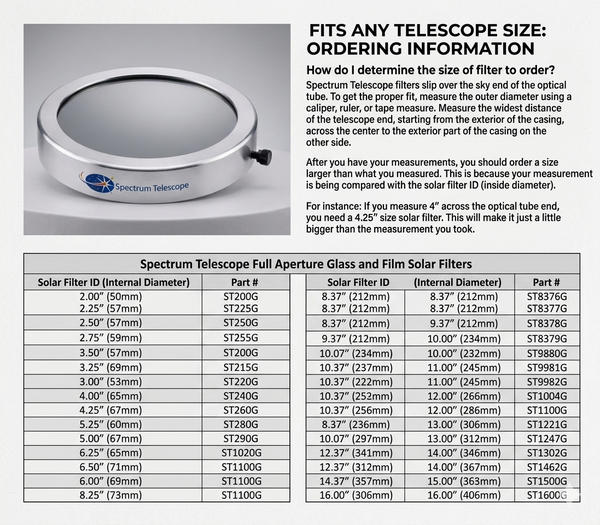 Spectrum Telescope | Premium Solar Filters for Telescopes & Safe Solar